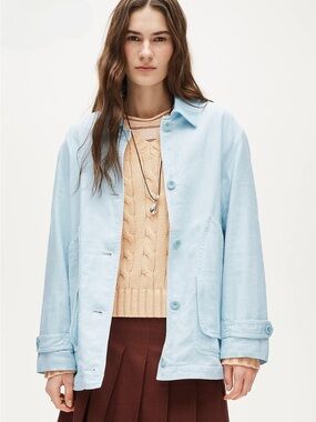 Light Blue Women's Button-Front Jacket